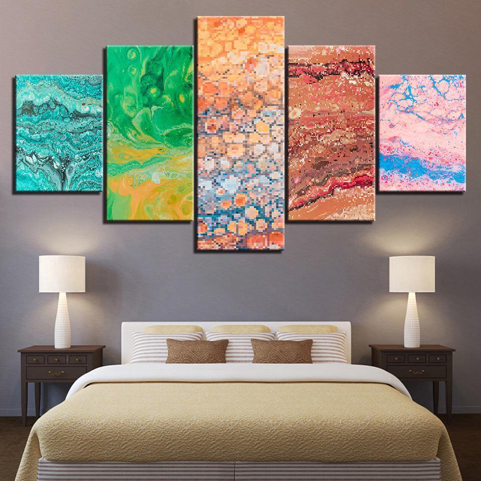 Abstract Colours Collection 5 Piece HD Multi Panel Canvas Wall Art Frame-Original Frame
