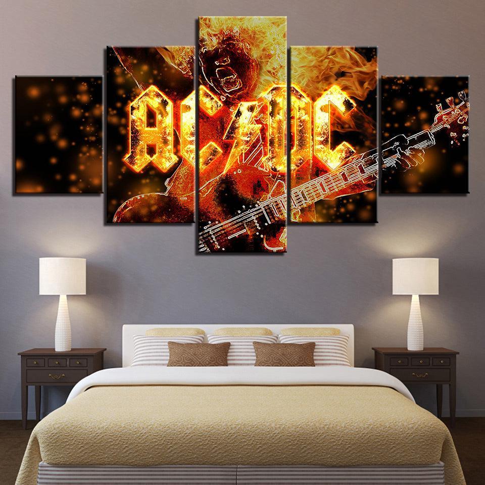 ACDC 5 Piece HD Multi Panel Canvas Wall Art Frame-Original Frame