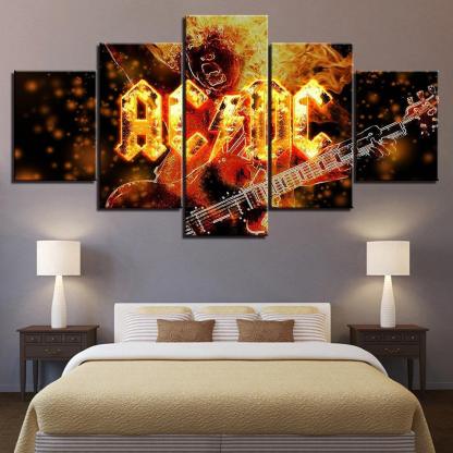 ACDC 5 Piece HD Multi Panel Canvas Wall Art Frame-Original Frame