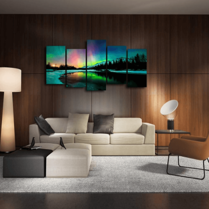 Northern Lights 5 Piece Canvas Wall Art Set-Original Frame