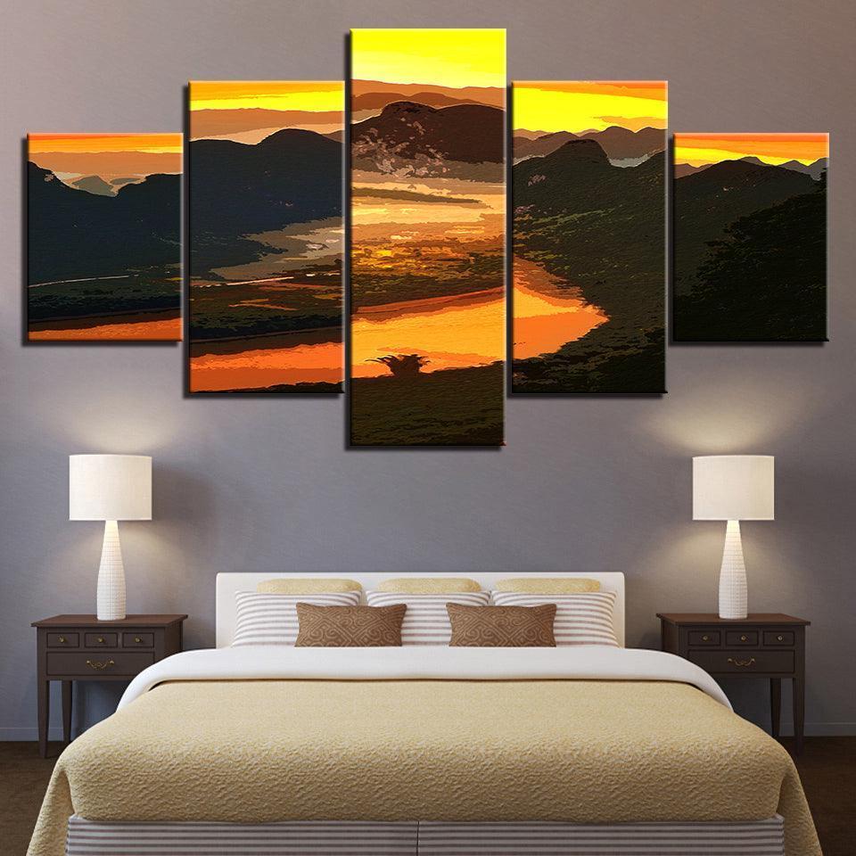 The Black Mountains Collection 5 Piece HD Multi Panel Canvas Wall Art Frame-Original Frame