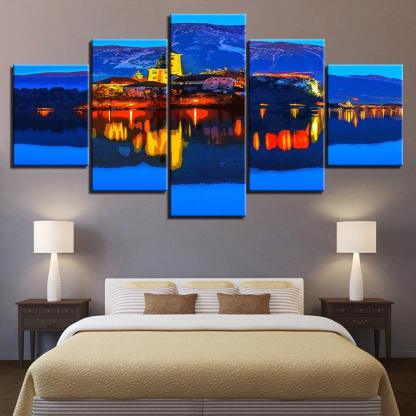 The Abstract Lighthouse Collection 5 Piece HD Multi Panel Canvas Wall Art Frame-Original Frame