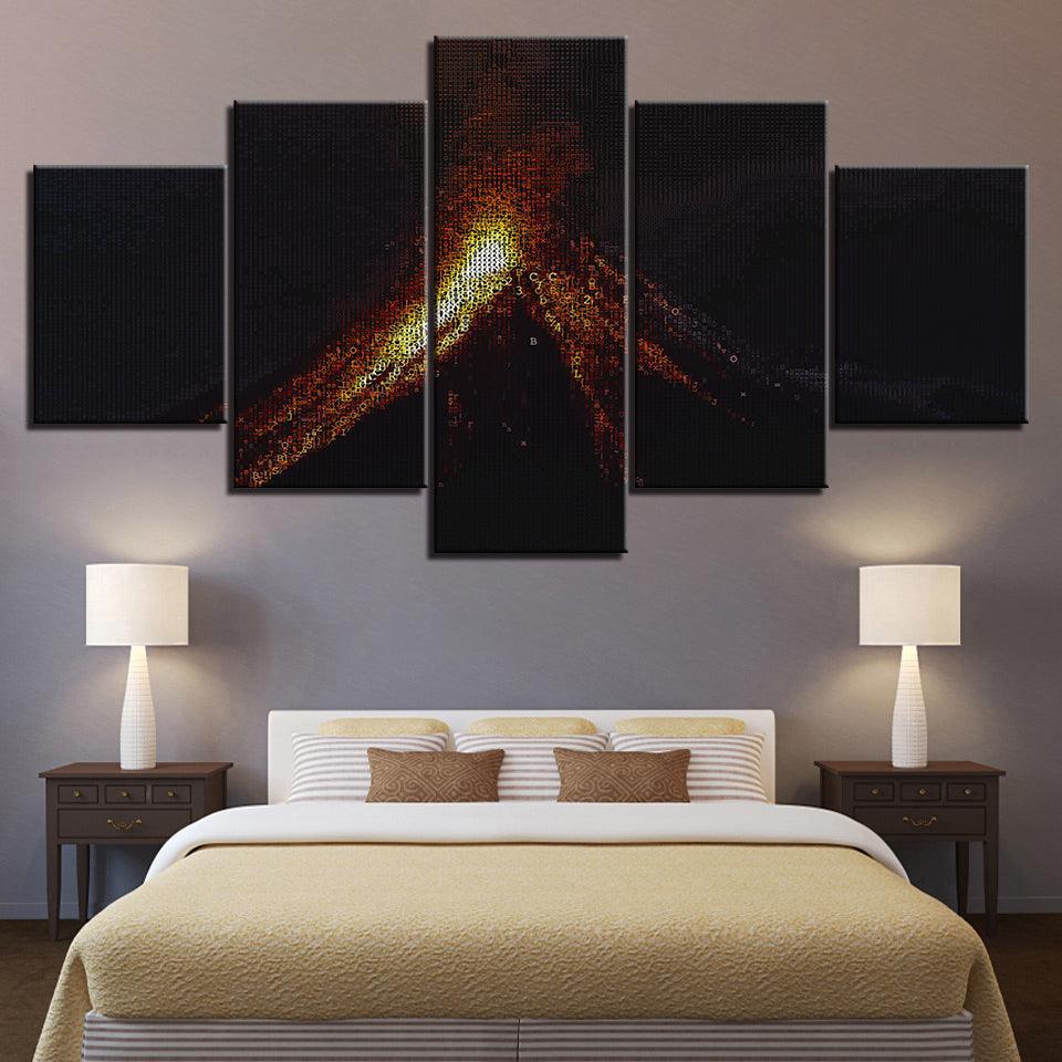 The Abstract Bonfire Collection 5 Piece HD Multi Panel Canvas Wall Art Frame-Original Frame