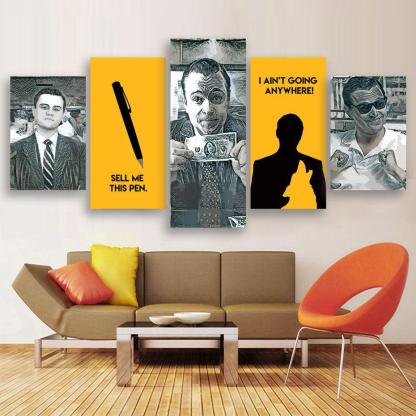 Wolf Of Wall Street 5 Piece HD Multi Panel Canvas Wall Art Frame-Original Frame