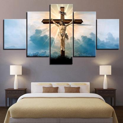 On The Cross 5 Piece HD Multi Panel Canvas Wall Art Frame-Original Frame