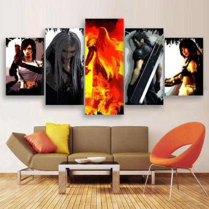 Final Fantasy 5 Piece HD Multi Panel Canvas Wall Art Frame-Original Frame
