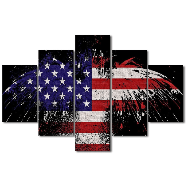 5 Piece Wall Art Set Featuring Military Theme Canvas Decor-Original Frame