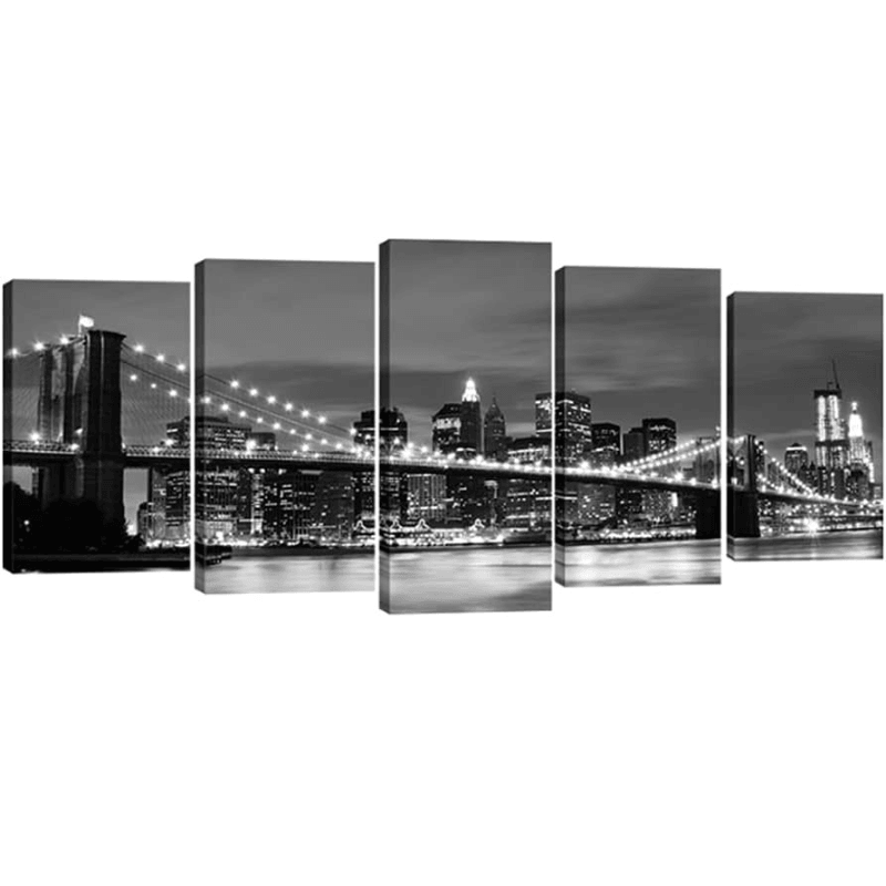Brooklyn Bridge Cityscape Canvas Wall Art Set-Original Frame