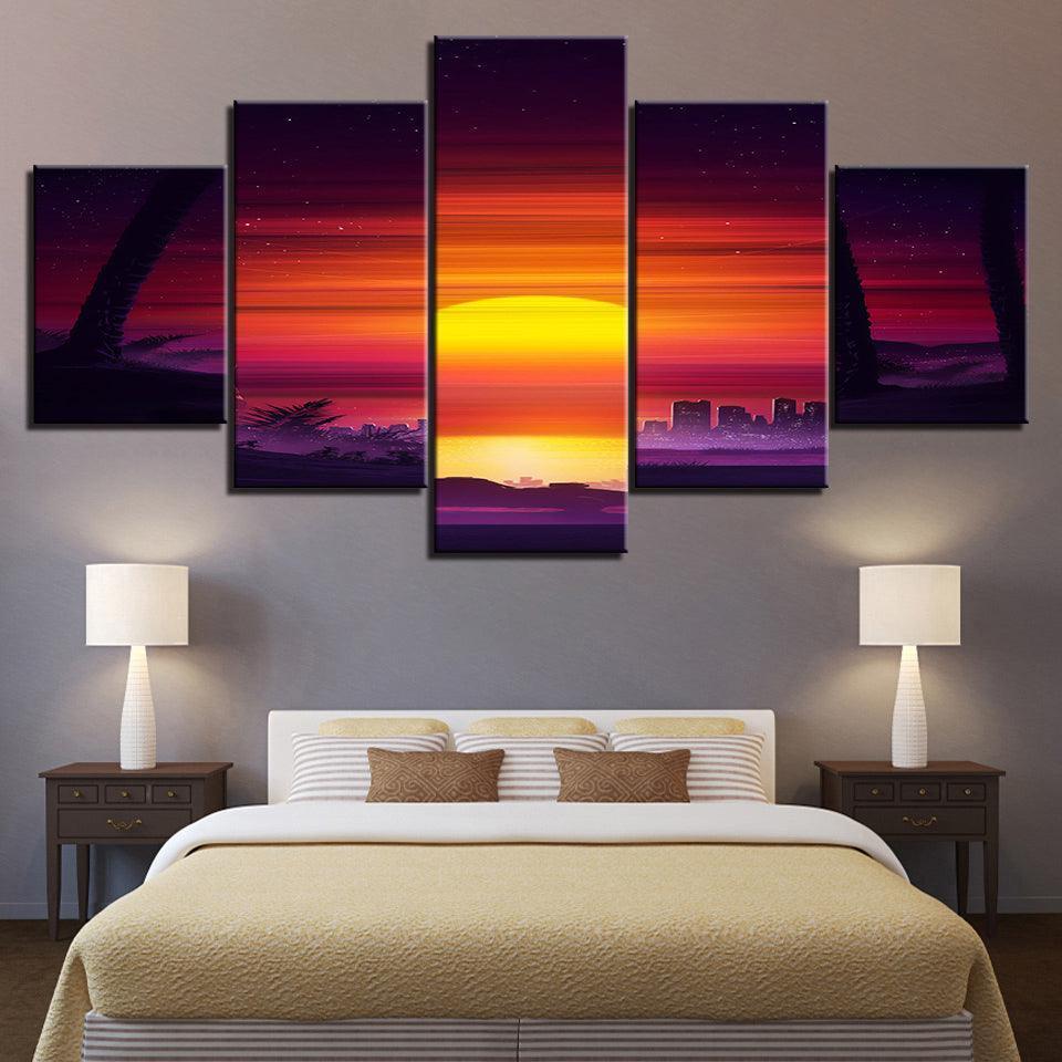 The Mighty Sunrise Collection 5 Piece HD Multi Panel Canvas Wall Art Frame-Original Frame