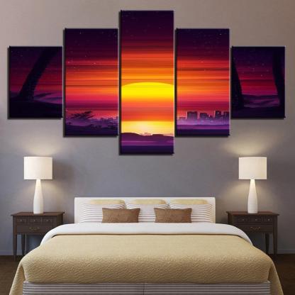The Mighty Sunrise Collection 5 Piece HD Multi Panel Canvas Wall Art Frame-Original Frame