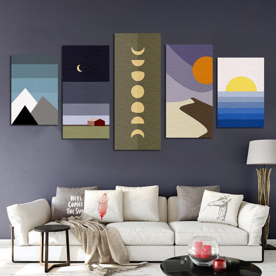 Abstract Sky Digital Art 5 Piece HD Multi Panel Canvas Wall Art Frame-Original Frame