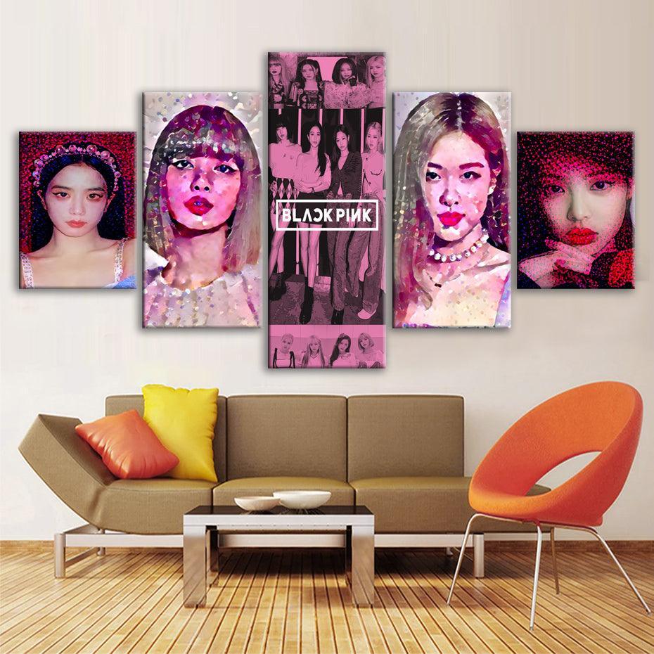 BLACKPINK 5 Piece HD Multi Panel Canvas Wall Art Frame-Original Frame
