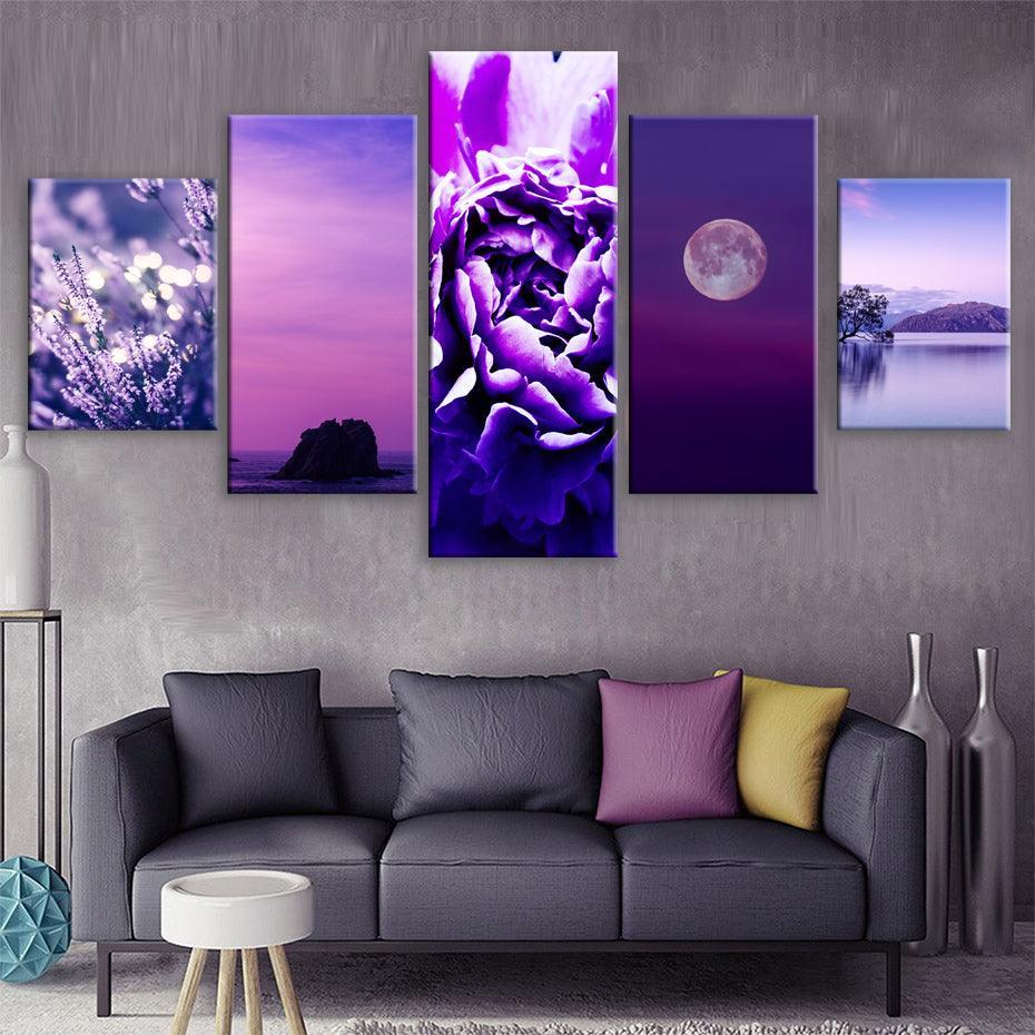 Very Peri Color 5 Piece HD Multi Panel Canvas Wall Art Frame-Original Frame