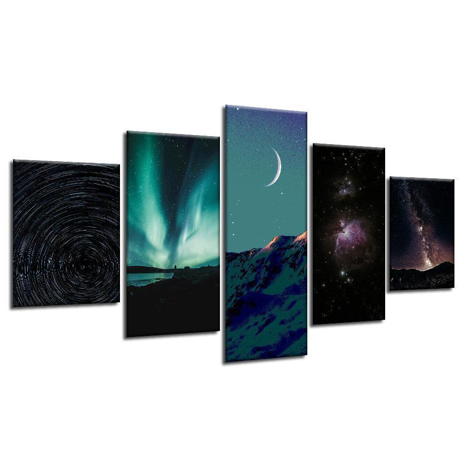 Milky Way Galaxy 5 Piece HD Multi Panel Canvas Wall Art Frame-Original Frame