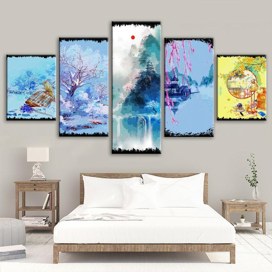 Antiquity 5 Piece HD Multi Panel Canvas Wall Art Frame-Original Frame