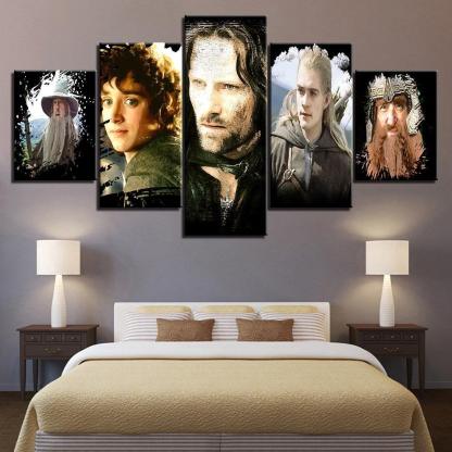 Lord Of The Rings 5 Piece HD Multi Panel Canvas Wall Art Frame-Original Frame