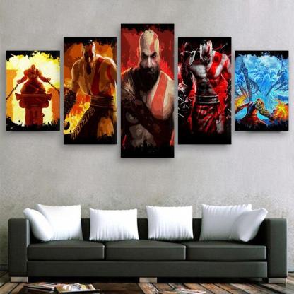 God Of Wars 5 Piece HD Multi Panel Canvas Wall Art Frame-Original Frame