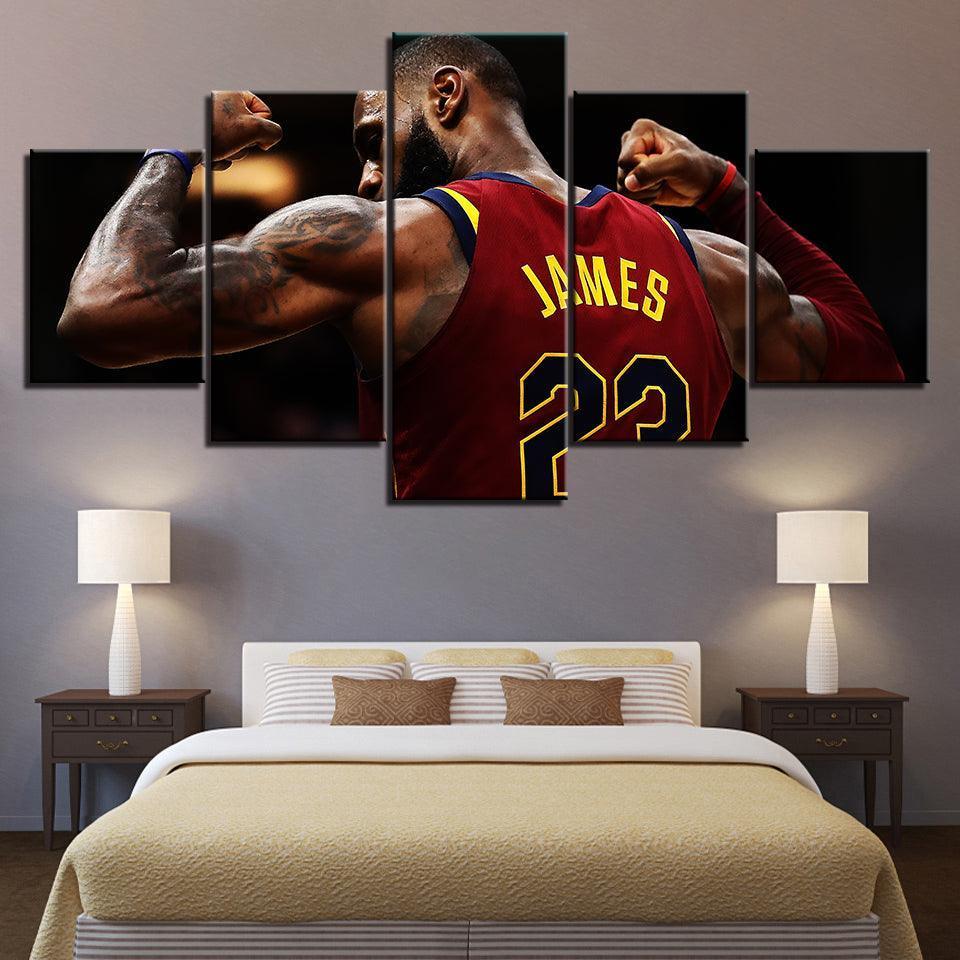 22 Lebron James 5 Piece HD Multi Panel Canvas Wall Art Frame-Original Frame