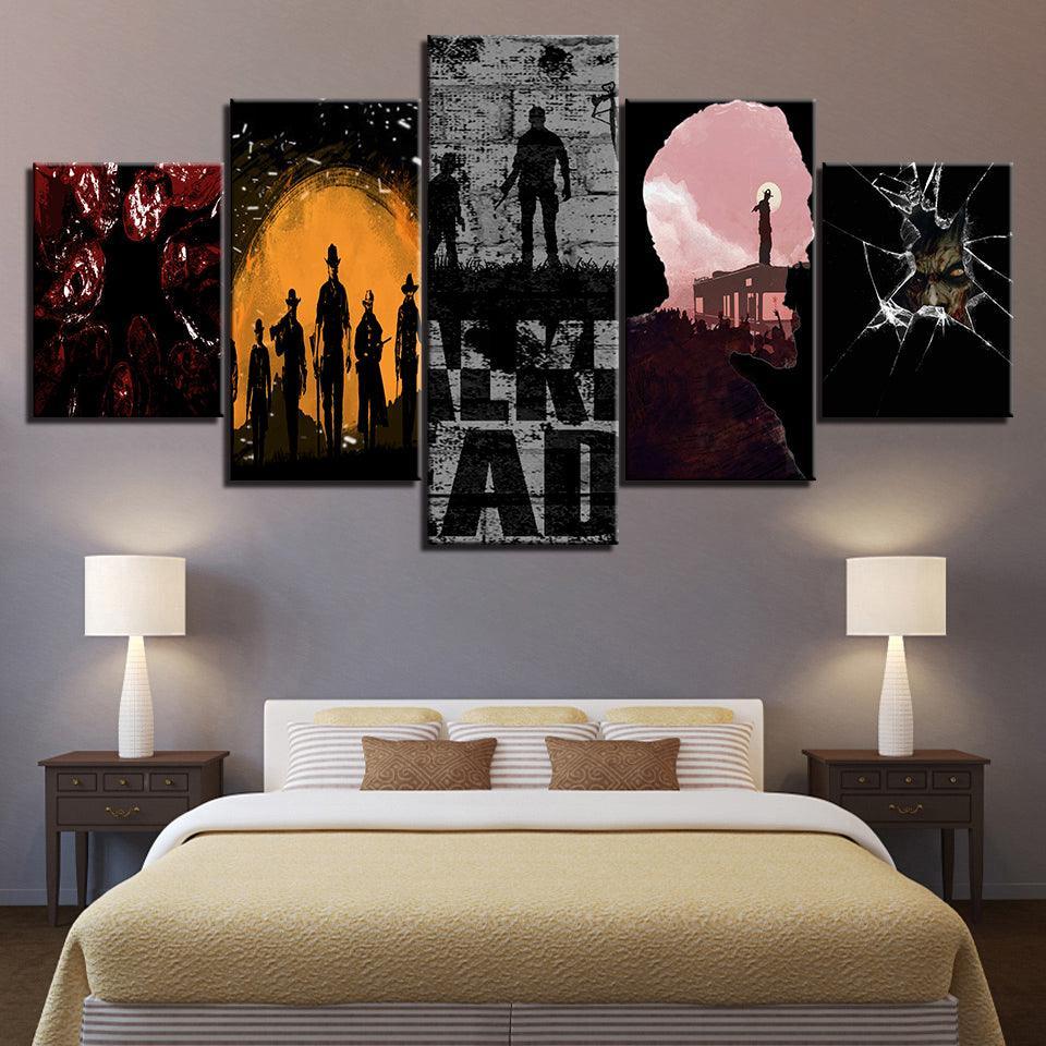 Walking Dead 5 Piece HD Multi Panel Canvas Wall Art Frame-Original Frame