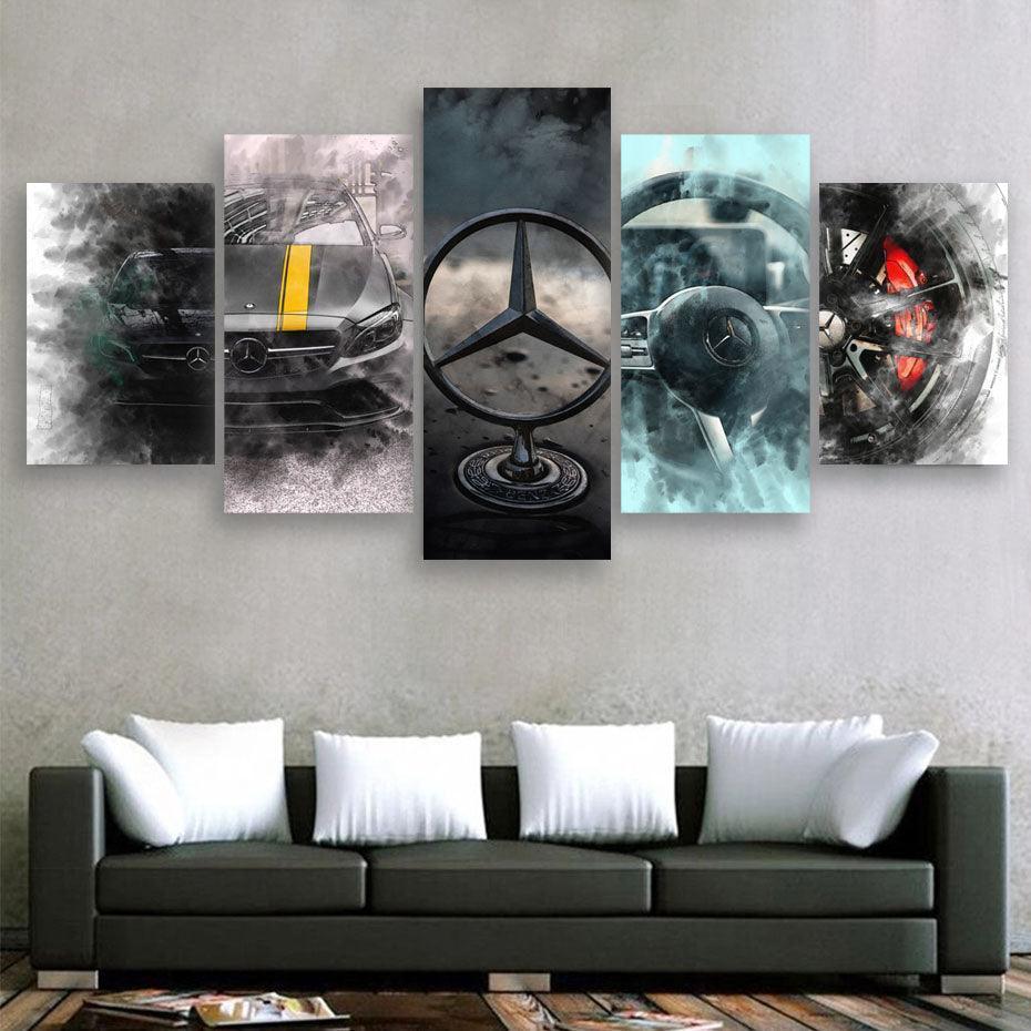 Automotive Elegance Five-Panel Art Set-Original Frame