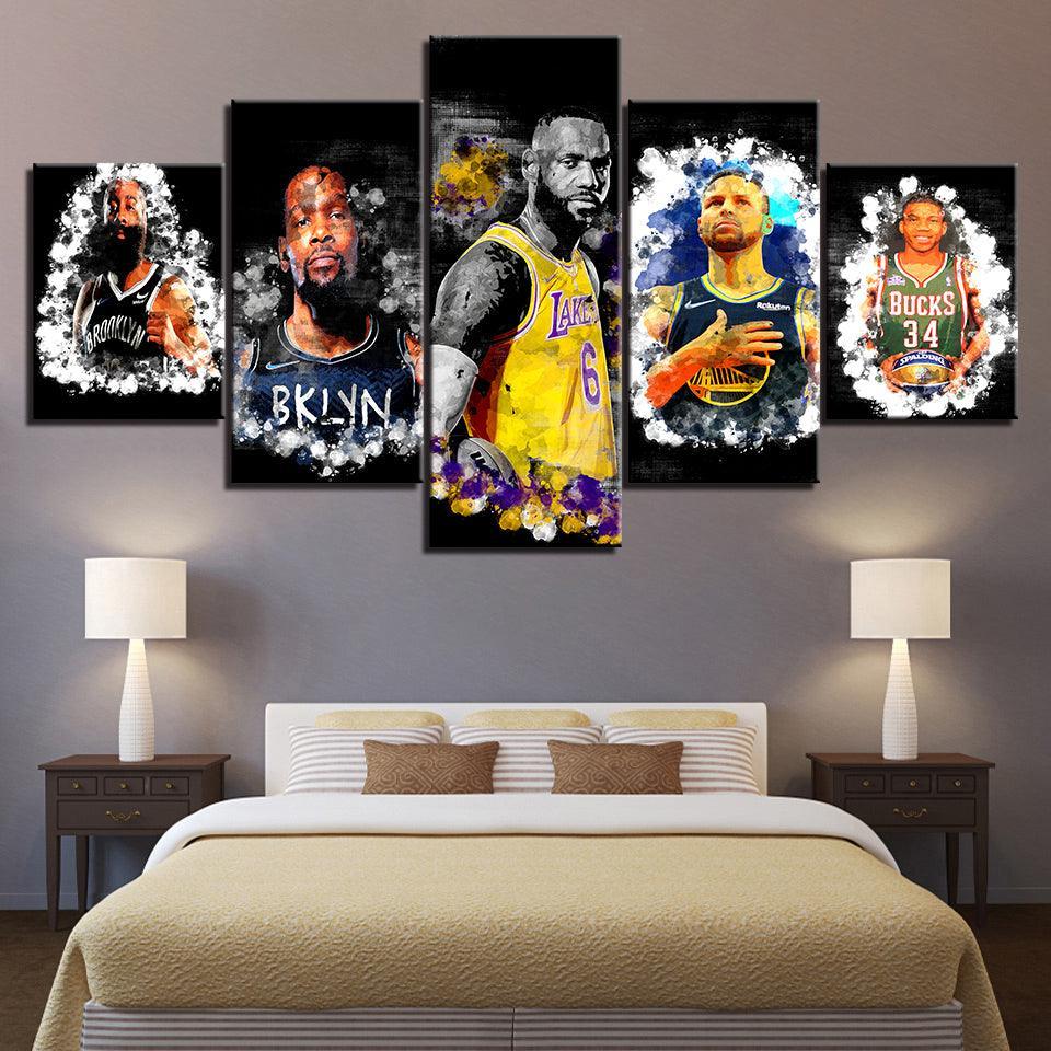 Players All Stars 5 Piece HD Multi Panel Canvas Wall Art Frame-Original Frame