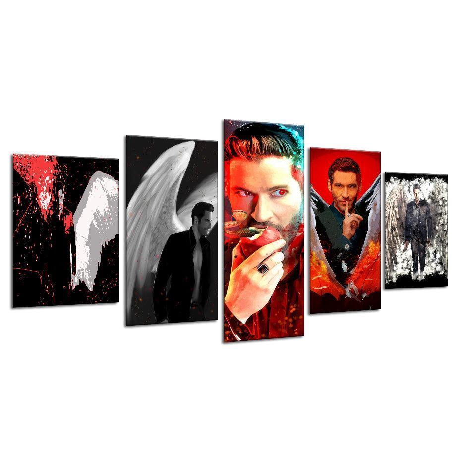 Lucifer 5 Piece HD Multi Panel Canvas Wall Art Frame-Original Frame