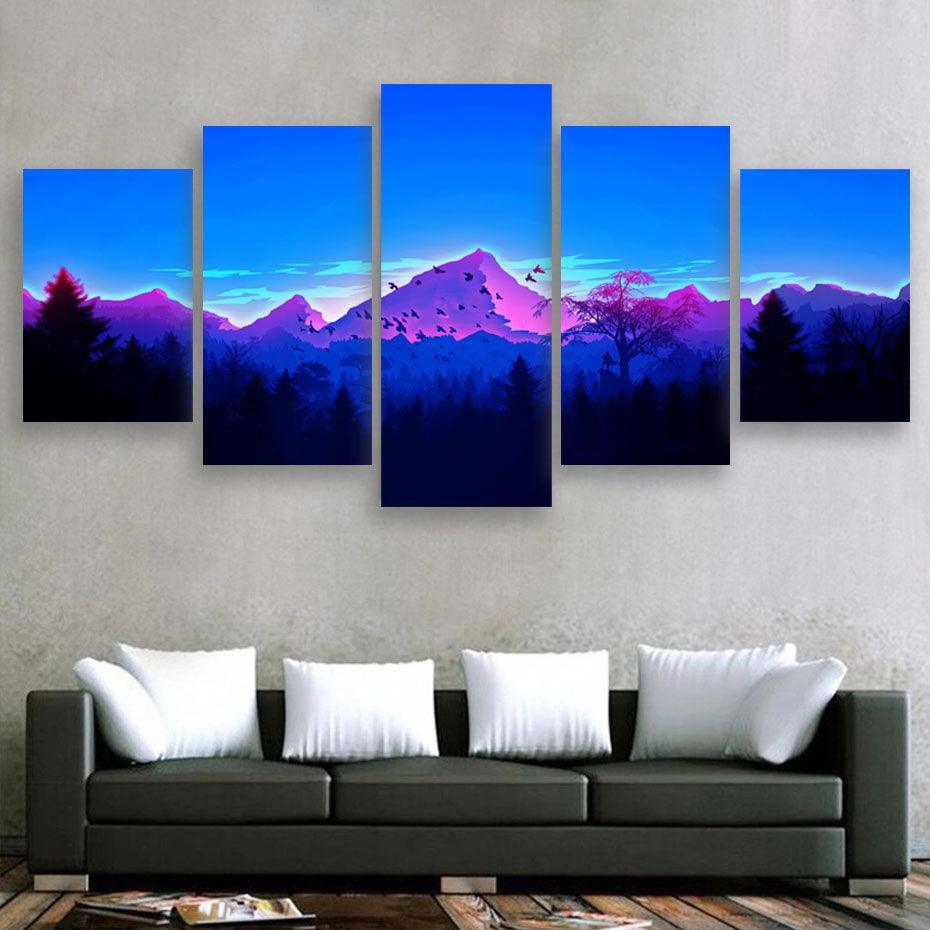 Forest In Pandora 5 Piece HD Multi Panel Canvas Wall Art Frame-Original Frame
