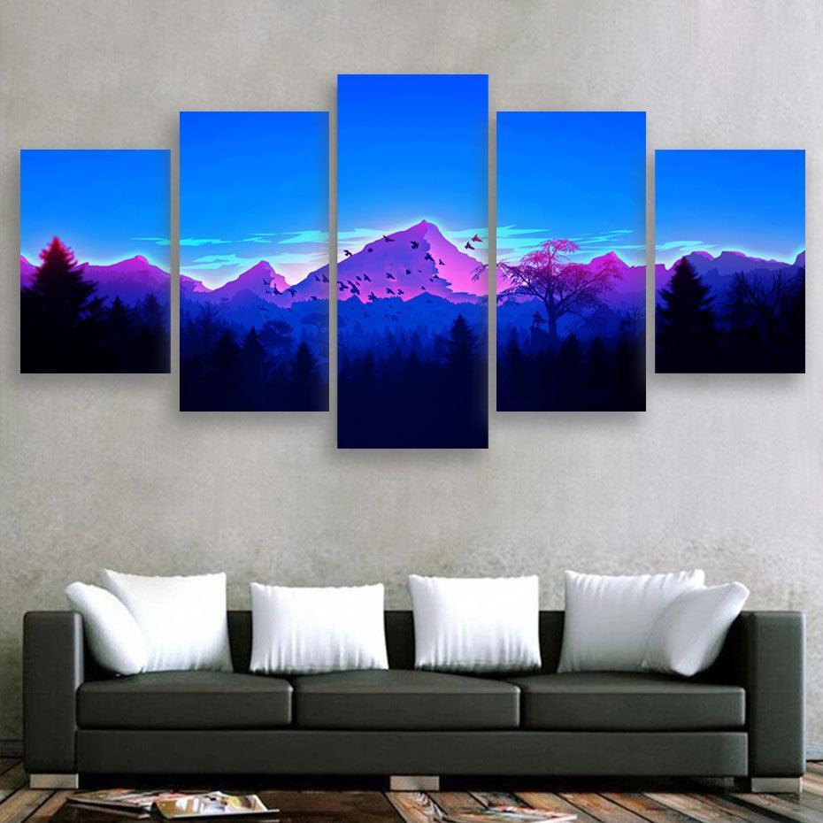 Forest In Pandora 5 Piece HD Multi Panel Canvas Wall Art Frame-Original Frame