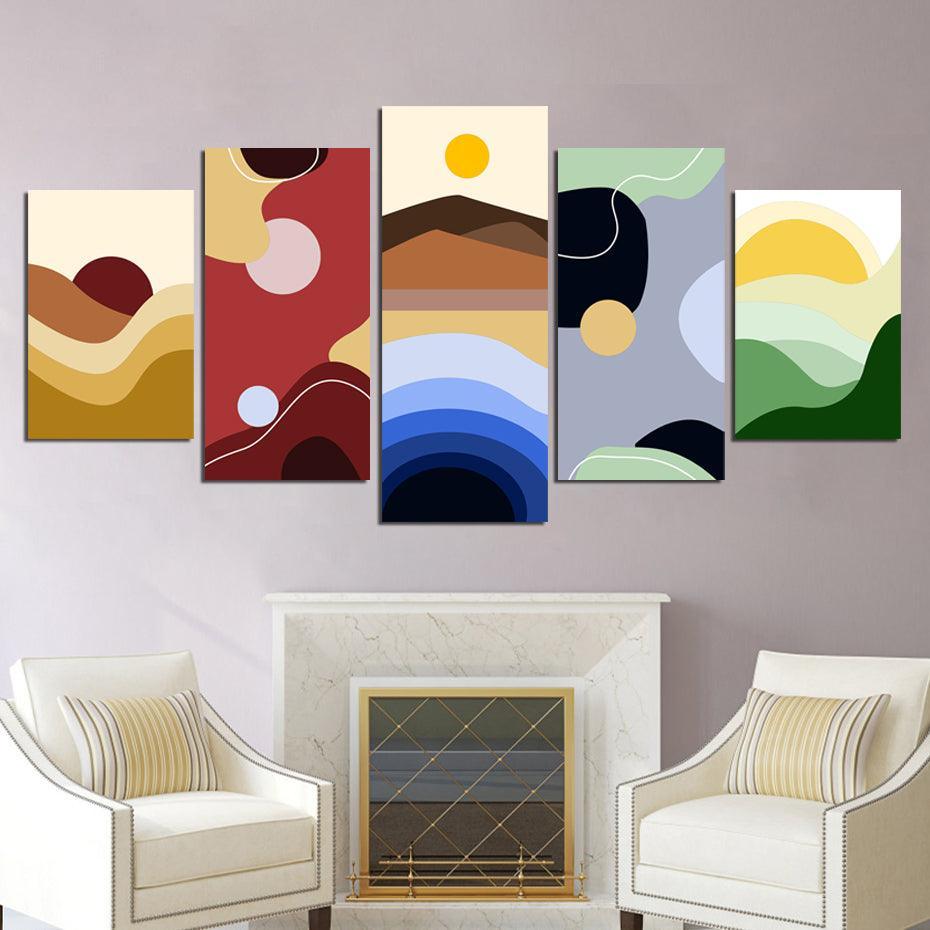 Abstract Scenery View 5 Piece HD Multi Panel Canvas Wall Art Frame-Original Frame