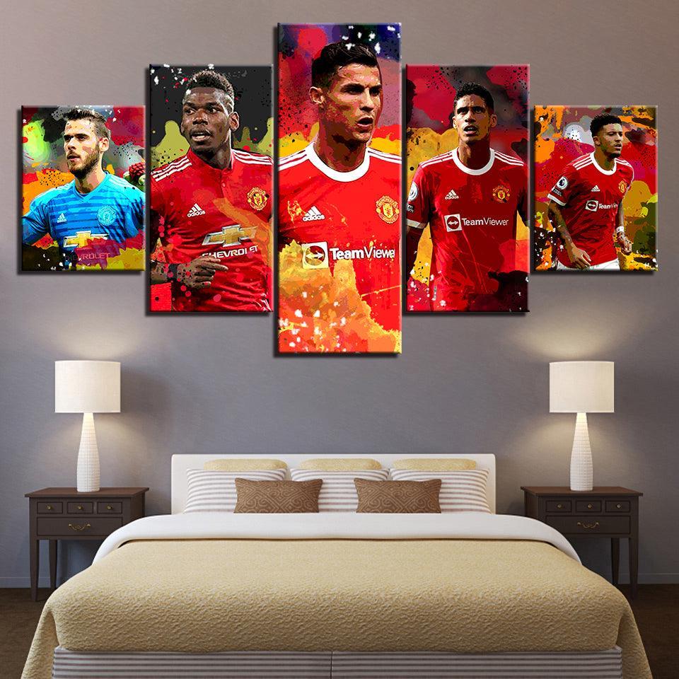 Manchester United Soccer 5 Piece HD Multi Panel Canvas Wall Art Frame-Original Frame