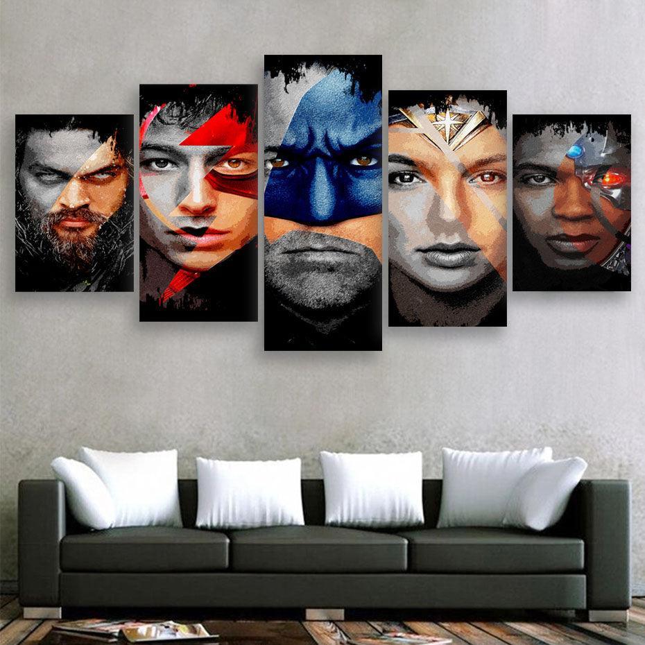 Movies Characters 5 Piece HD Multi Panel Canvas Wall Art Frame-Original Frame