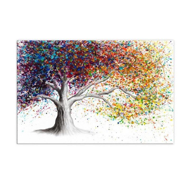 Spray Painting Tree Art Canvas Painting-Original Frame