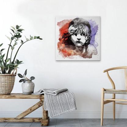 Watercolor Girl 1 Piece HD Multi Panel Canvas Wall Art Frame-Original Frame