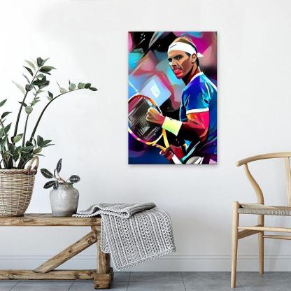 Abstract Tennis Player 1 Piece HD Multi Panel Canvas Wall Art Frame-Original Frame