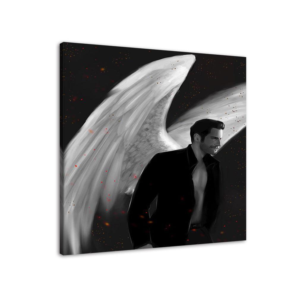 Black & White Lucifer´s 1 Piece HD Multi Panel Canvas Wall Art Frame-Original Frame