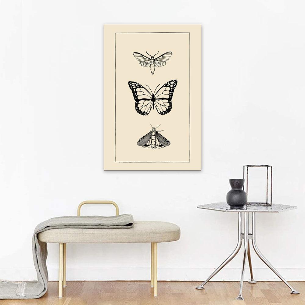 The Butterfly Trio 1 Piece HD Multi Panel Canvas Wall Art Frame-Original Frame