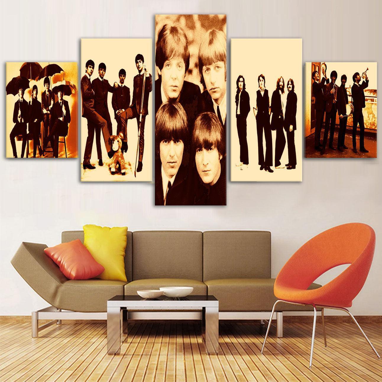 Beatles 5 Piece HD Multi Panel Canvas Wall Art Frame-Original Frame