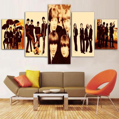 Beatles 5 Piece HD Multi Panel Canvas Wall Art Frame-Original Frame