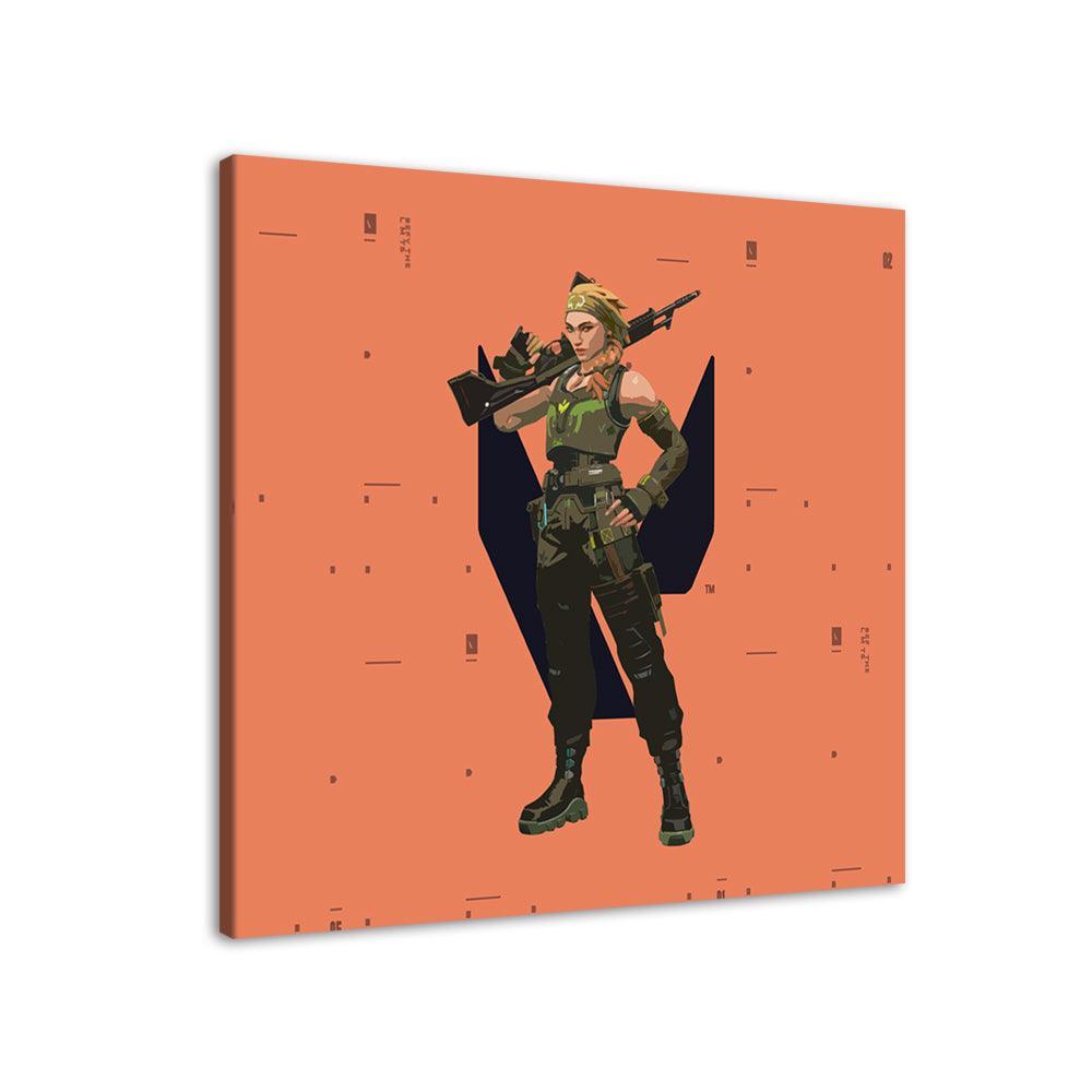 Orange Fortnite Cartoon 1 Piece HD Multi Panel Canvas Wall Art Frame-Original Frame