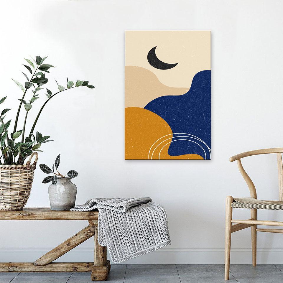 The Abstract Half Moon 1 Piece HD Multi Panel Canvas Wall Art Frame-Original Frame