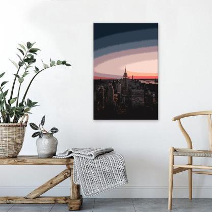 Sunrise In New York 1 Piece HD Multi Panel Canvas Wall Art Frame-Original Frame