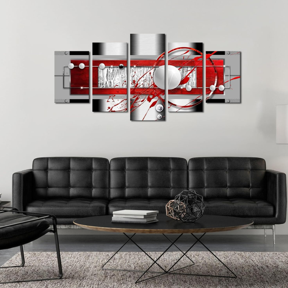 Modern Abstract Circle Line Canvas Wall Art Set 5 Pieces