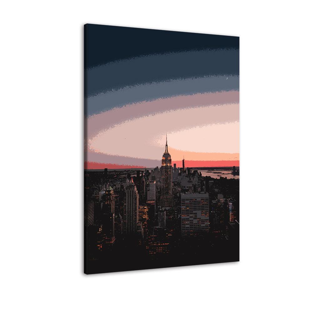 Sunrise In New York 1 Piece HD Multi Panel Canvas Wall Art Frame-Original Frame