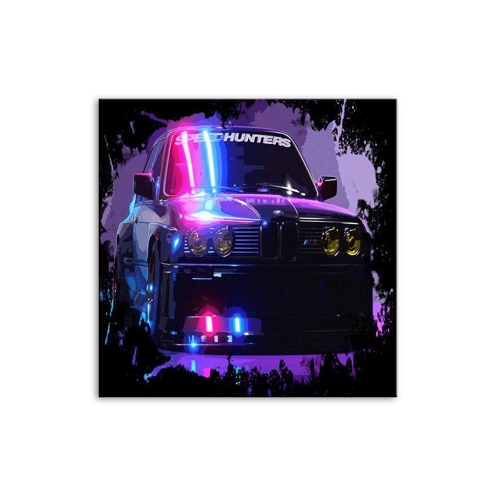 Purple Car Cartoon 1 Piece HD Multi Panel Canvas Wall Art-Original Frame