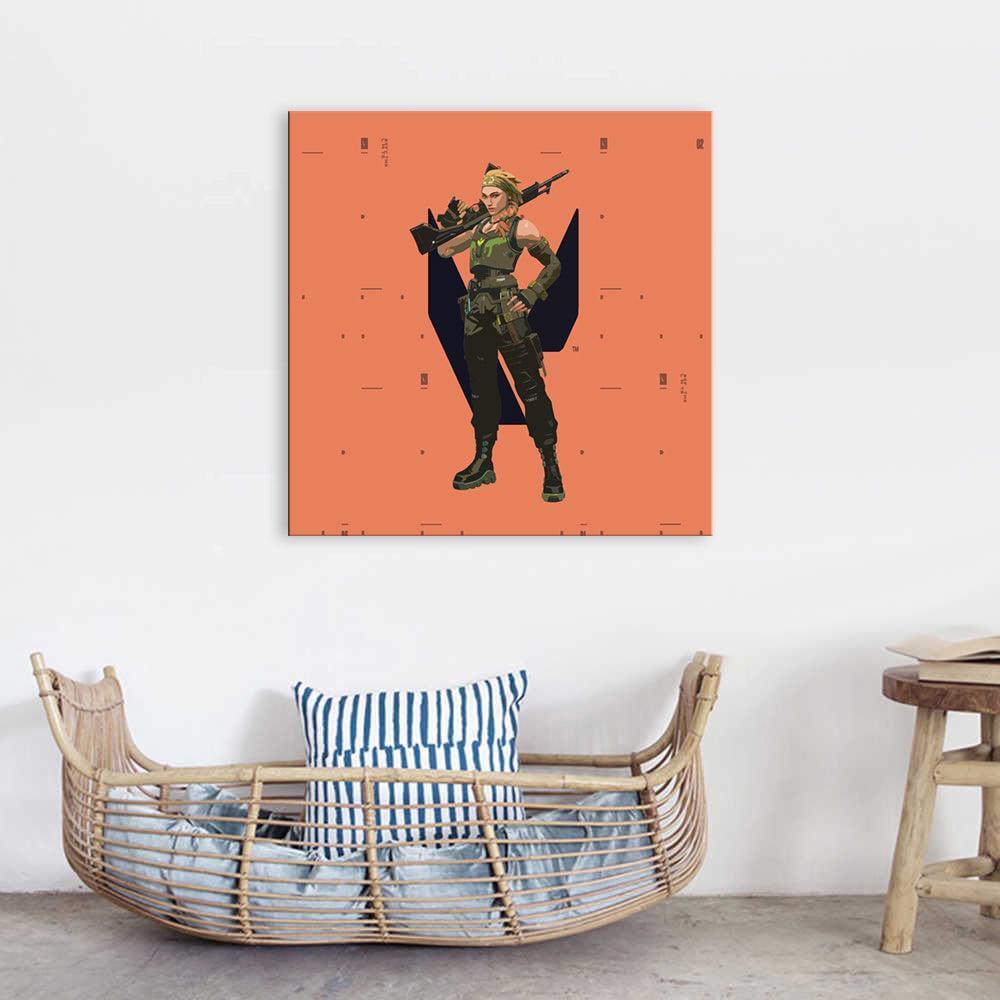 Orange Fortnite Cartoon 1 Piece HD Multi Panel Canvas Wall Art Frame-Original Frame