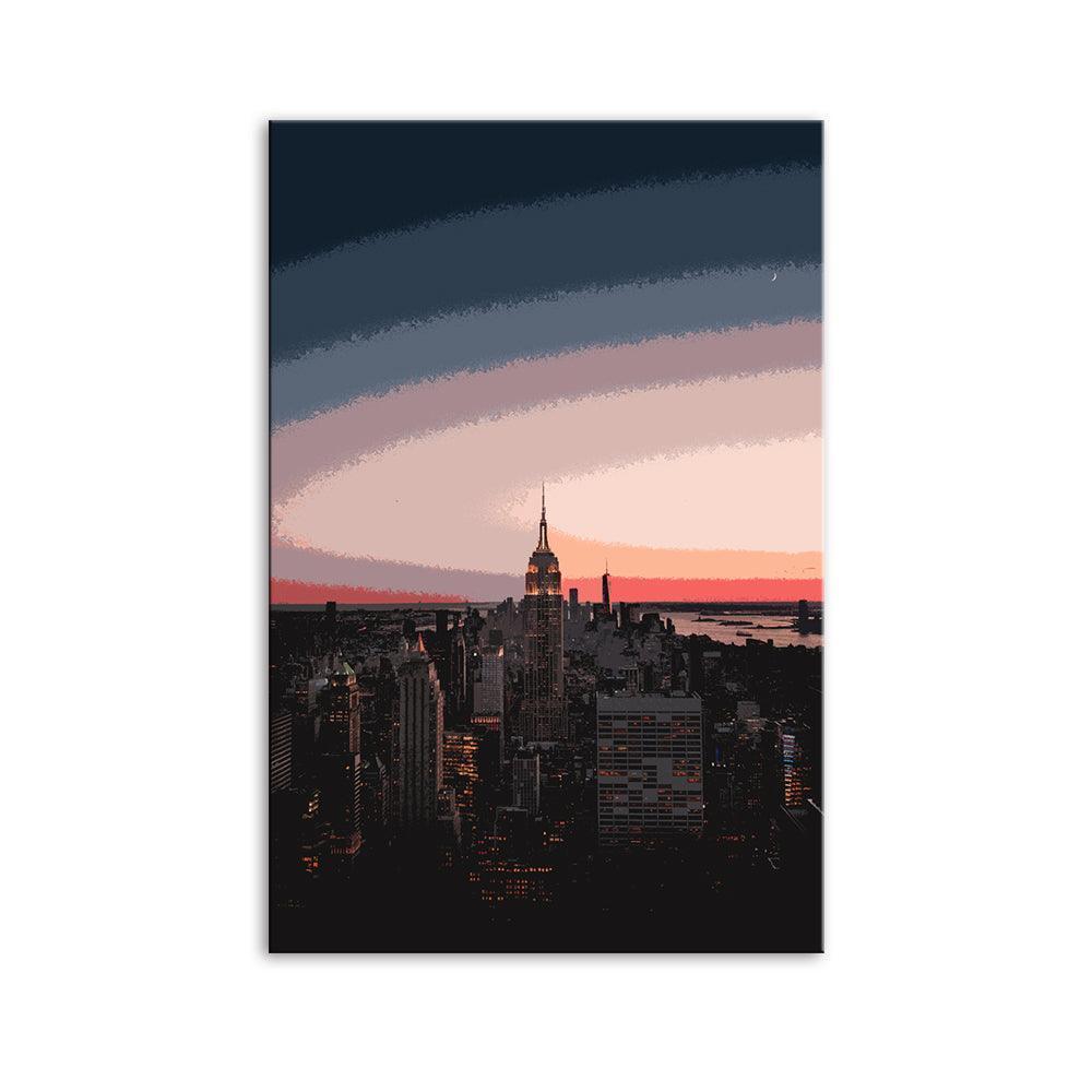 Sunrise In New York 1 Piece HD Multi Panel Canvas Wall Art Frame-Original Frame