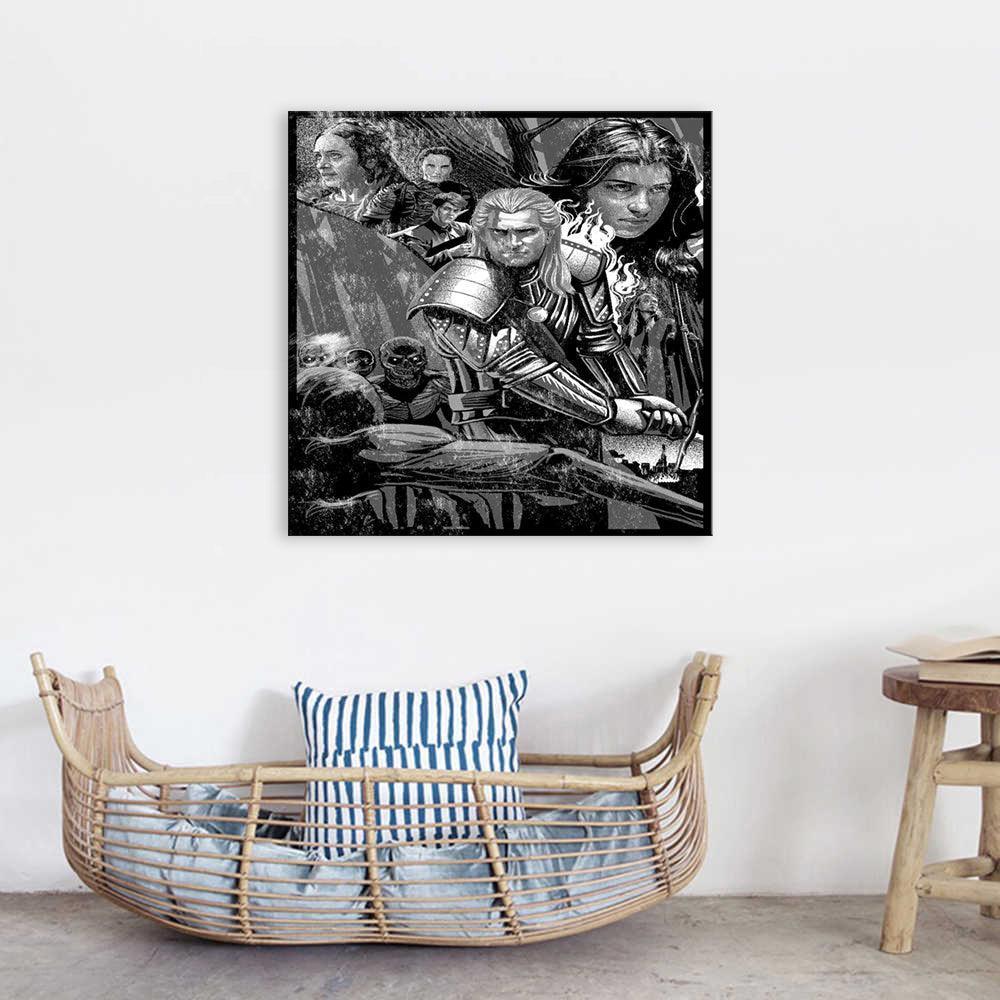 Black & White Game Of Thrones 1 Piece HD Multi Panel Canvas Wall Art Frame-Original Frame