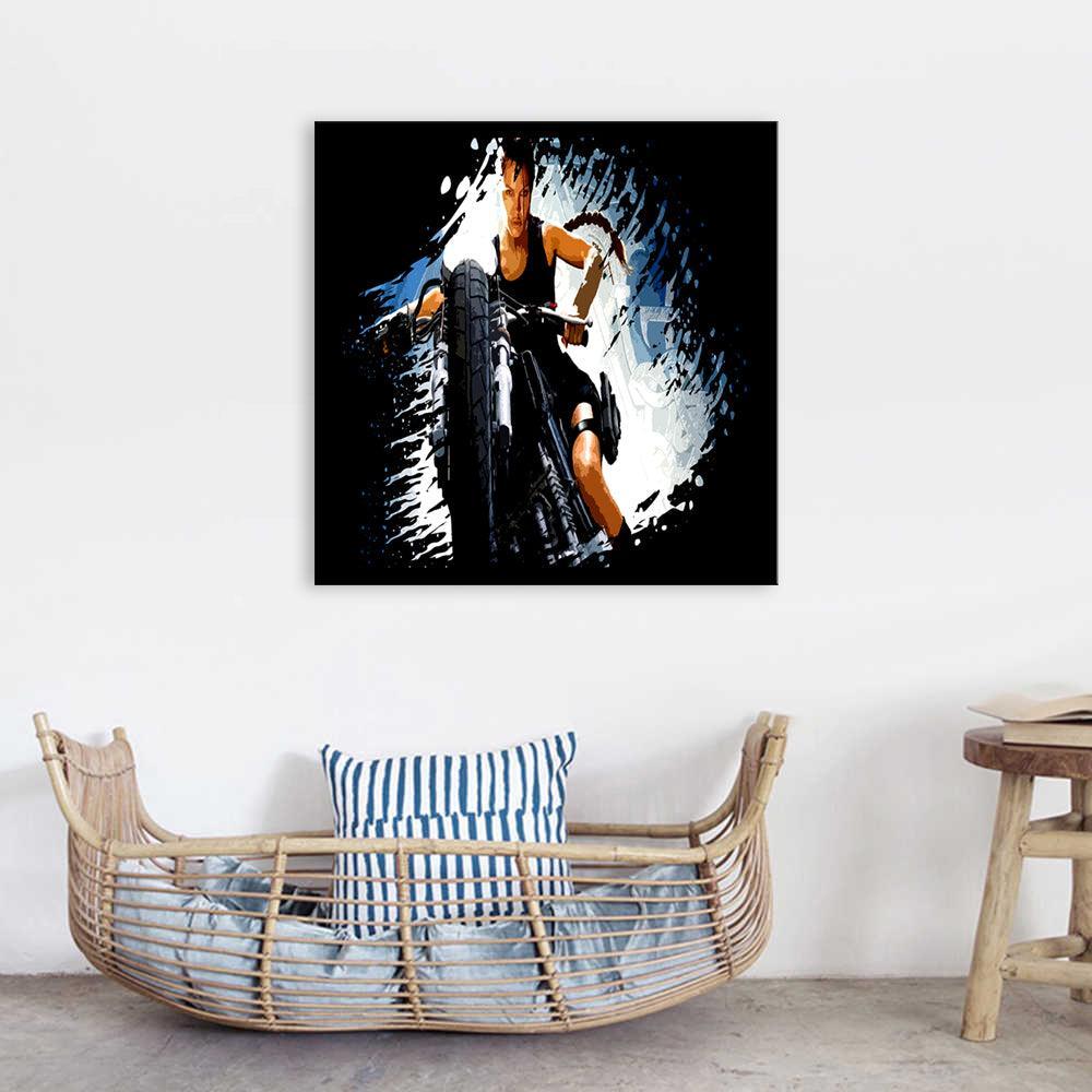 Angelina Jolie Bike 1 Piece HD Multi Panel Canvas Wall Art Frame-Original Frame