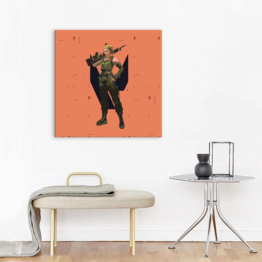 Orange Fortnite Cartoon 1 Piece HD Multi Panel Canvas Wall Art Frame-Original Frame