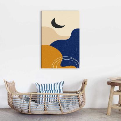 The Abstract Half Moon 1 Piece HD Multi Panel Canvas Wall Art Frame-Original Frame